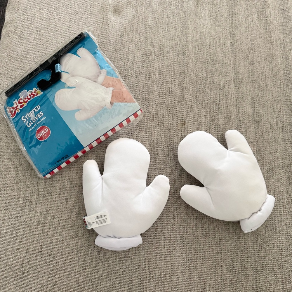 Dr. Seuss White Stuffed Gloves The Cat In the Hat Child Costume